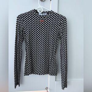 Off-White Pop Pattern Second Skin Black and White Long Sleeve Top